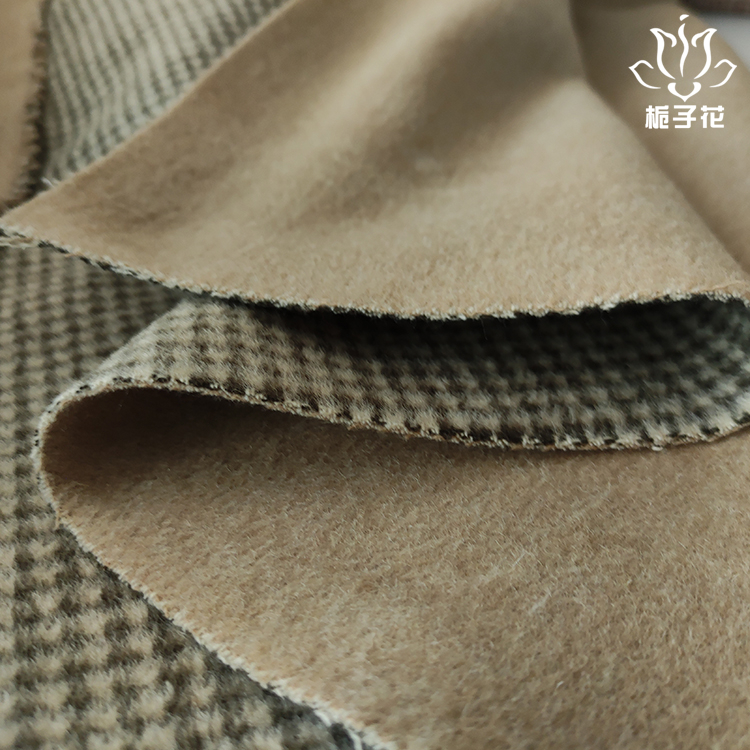 毛绒毛呢面料厂直销双面双色千鸟格布
