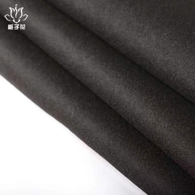 粗纺工厂定制黑色假双层麦尔登呢面料
