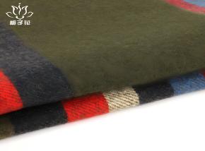 40羊毛军绿条纹双面立绒面料